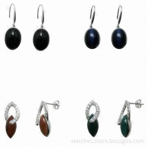 2014 Fashion Sterling Silver Stone Earring, OEM Orders Welcomed, Fine Unique Prom Jewelry for Women